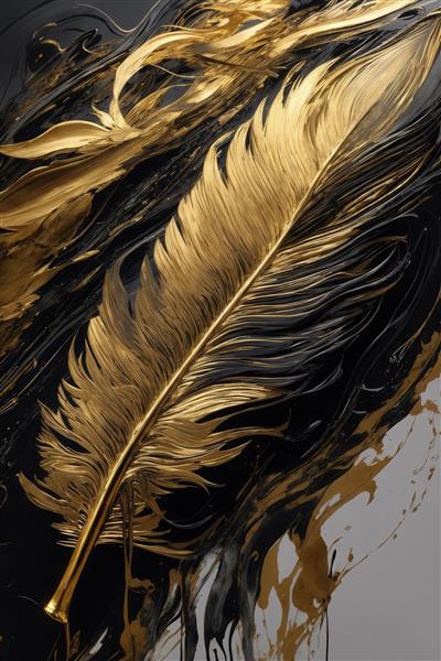 طرح پر طلایی بزرگ با افکت نقاشی آبستره در پس‌زمینه برای دکور