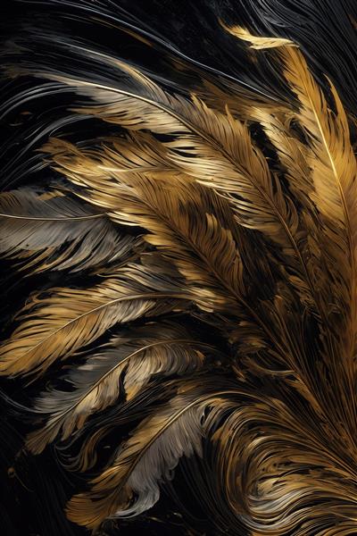 تصویر شاه‌پَر طلایی و مشکی با طرح ماربل برای چاپ روی پرده و کوسن