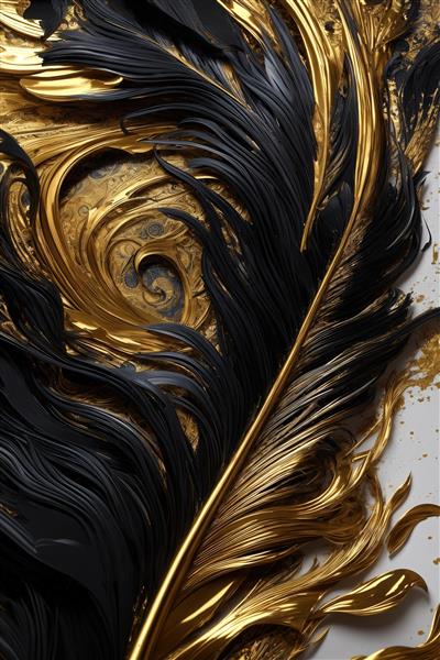 طرح پرهای طلایی و تیره باکیفیت بالا برای تابلو دکوراتیو مدرن