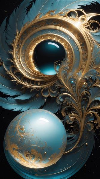 طرح گل رز طلایی و پرهای آبی فیروزه‌ای برای چاپ روی کوسن