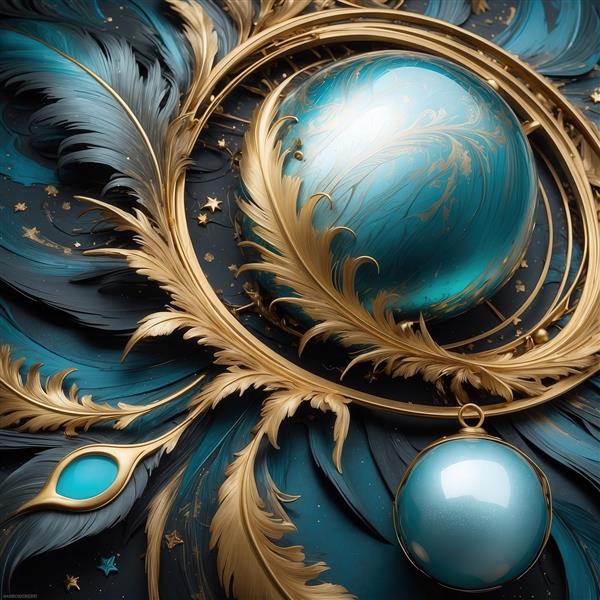 عکس پرهای بلند طلایی و سفید درخشان برای تابلو پذیرایی لوکس