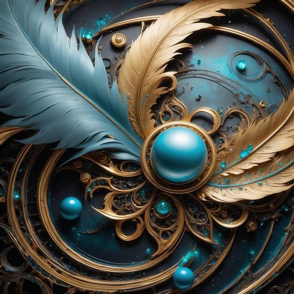 طرح پر طلایی و گوی مرواریدی در قاب لوکس برای چاپ دکوراتیو