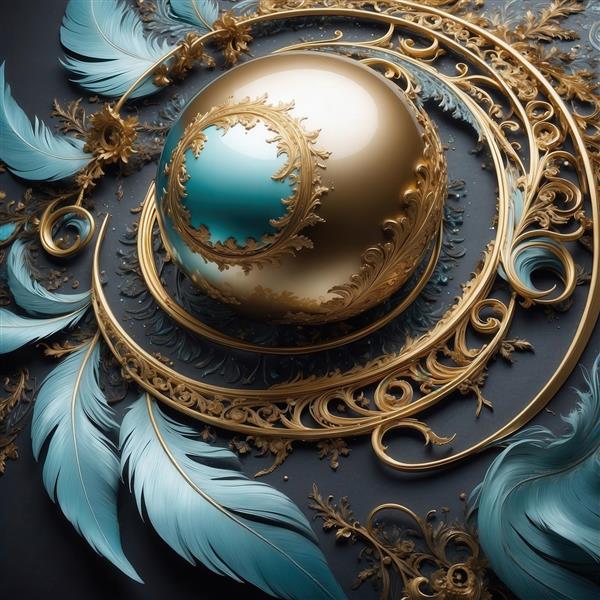 تصویر پرهای طلایی و سفید لوکس با مروارید برای روتختی شیک