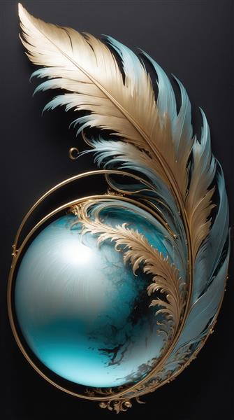 طرح پر بزرگ فیروزه‌ای و گوی آبی براق در قاب طلایی برای روتختی