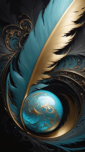 طرح پر فیروزه‌ای بلند و گوی آبی درخشان برای چاپ روی پرده