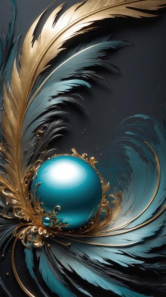عکس پر طلایی و آبی درخشان با کره فیروزه‌ای برای پوستر