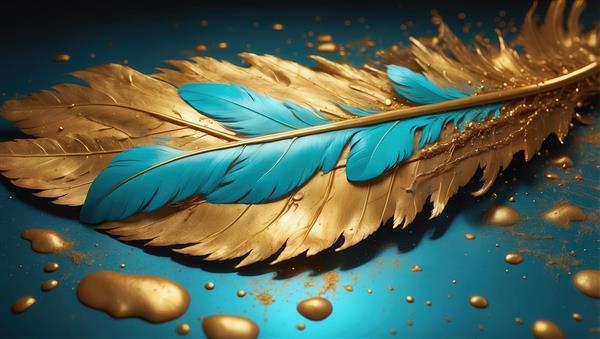 طرح پر طلایی و آبی با قطرات مایع و درخشش برای روتختی