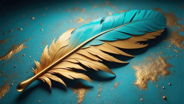 تصویر پر طلایی و آبی مینیمال با پاشش رنگ برای دکور