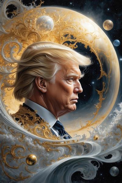عکس دونالد ترامپ فانتزی در فضا برای پوستر دیواری لاکچری