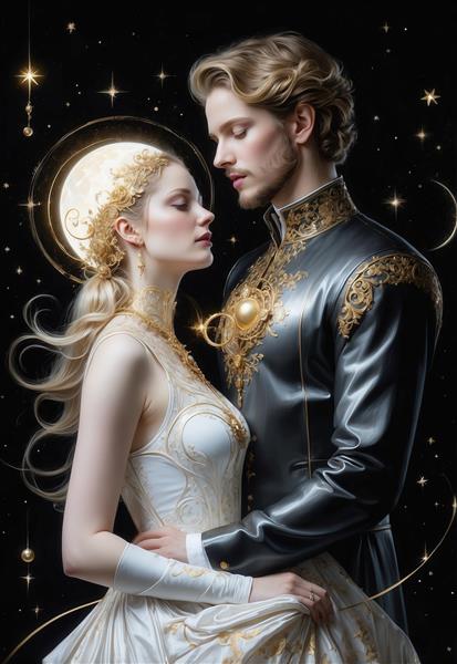 عکس شاهزاده و الهه ماه فانتزی برای تابلو دکوراتیو اتاق نشیمن