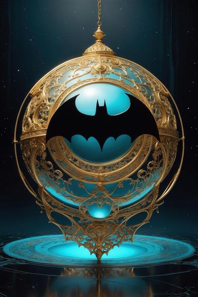 طرح سیگنال بتمن درون گوی طلایی فانتزی برای پوستر اتاق نوجوان باکیفیت