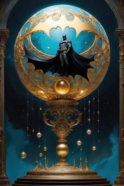 طرح بتمن فانتزی در گوی طلایی و معماری گوتیک برای چاپ