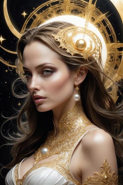 عکس آنجلینا جولی الهه خورشید با گردنبند و گوشواره طلایی