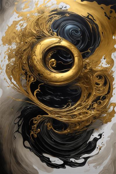 تصویر حلقه طلایی در گرداب مایع سیاه برای چاپ روی پرده