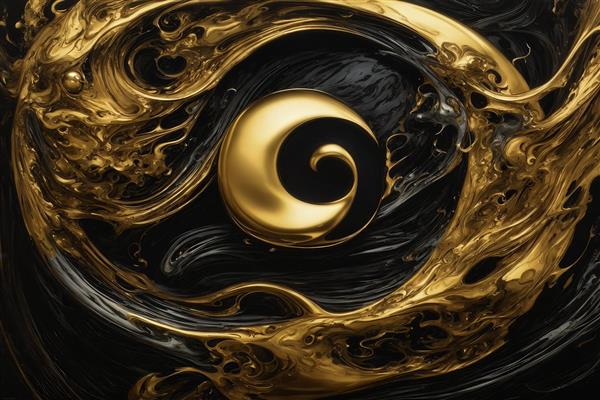 عکس نماد ماه هلال طلایی در گرداب سیاه برای دکوراسیون لوکس