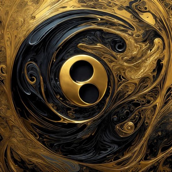 تصویر پس‌زمینه آبستره دایره‌ای سیاه و طلایی برای چاپ روتختی