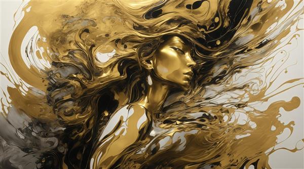 طرح نیم‌تنه زن با موهای طلایی و گوشواره برای تابلو دکوراتیو لوکس