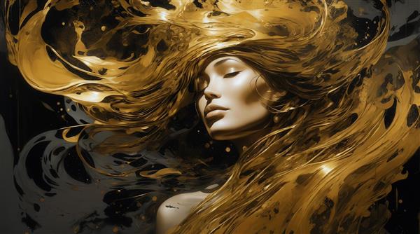 تصویر چهره زن با موهای بلند طلایی و سفید برای چاپ روی کوسن و ماگ