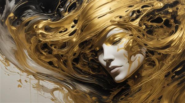 تصویر چهره زن سفید با موهای طلایی مایع و تیره برای چاپ روی کوسن لوکس