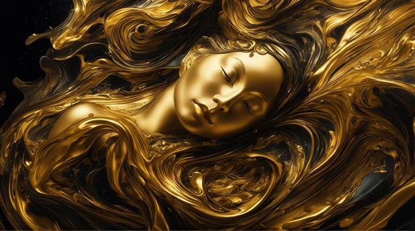 عکس چهره زن در خواب با بدن طلایی روی موهای مجعد برای روتختی