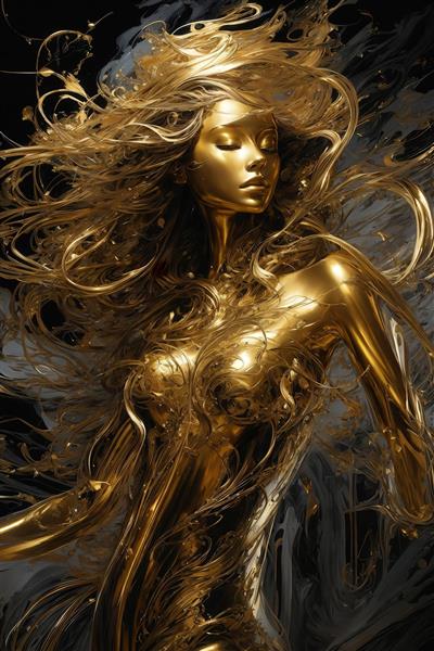 تصویر انتزاعی بدن زن طلایی برای تابلو مینیمال مدرن