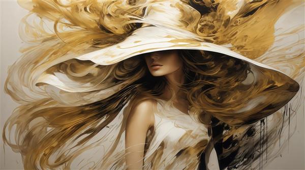 طرح گرافیکی دختر با موهای طلایی افشان برای چاپ تابلو
