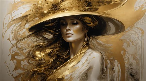 عکس پرتره زن با کلاه طلایی برای تابلو آرایشگاه