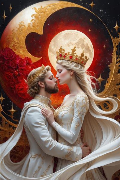 عکس پادشاه و ملکه زیر هلال ماه برای روتختی فانتزی