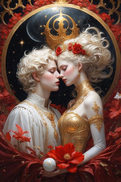 طرح عاشقانه پادشاه و ملکه جوان برای تابلو اتاق خواب