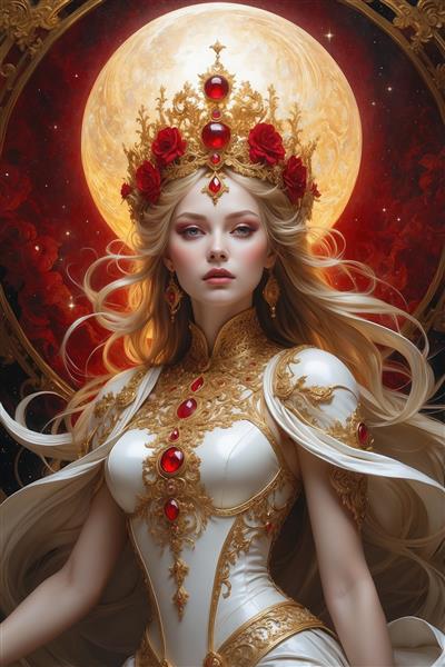 عکس ملکه فانتزی با لباس سفید برای پوستر باکیفیت