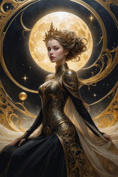 عکس ملکه با لباس تیره مجلل برای تابلو پذیرایی