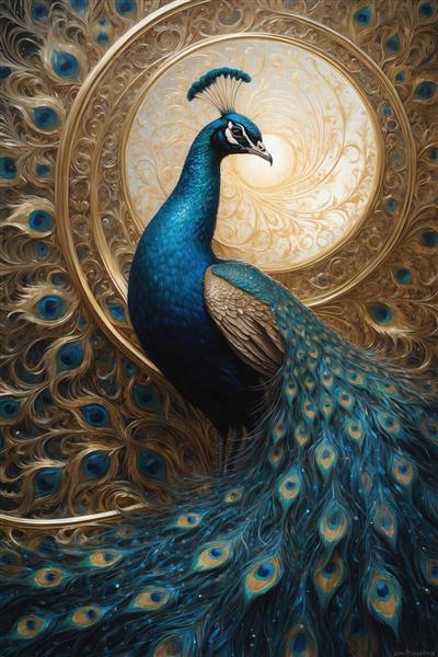 تصویر طاووس مینیاتوری برای تابلو دکوراتیو مدرن