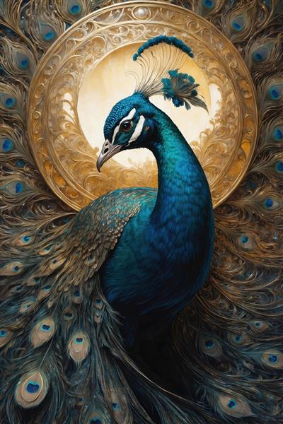 تصویر طاووس فانتزی و مینیاتوری برای تابلو اتاق خواب