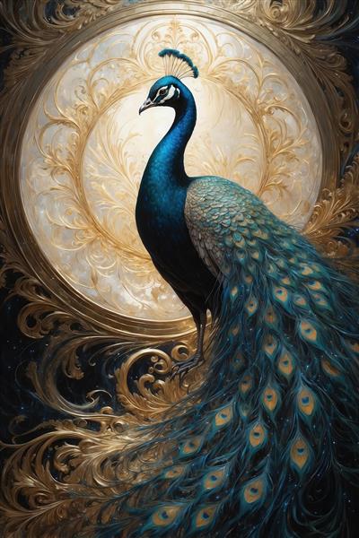 طرح پوستر طاووس سلطنتی با پس‌زمینه تیره و لوکس