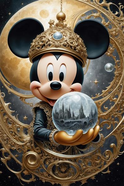 طرح میکی موس جادوگر با گوی برای چاپ روتختی