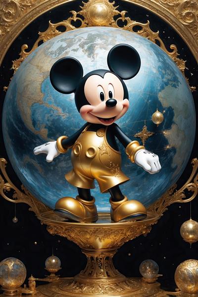 طرح میکی موس فانتزی طلایی برای پوستر اتاق کودک