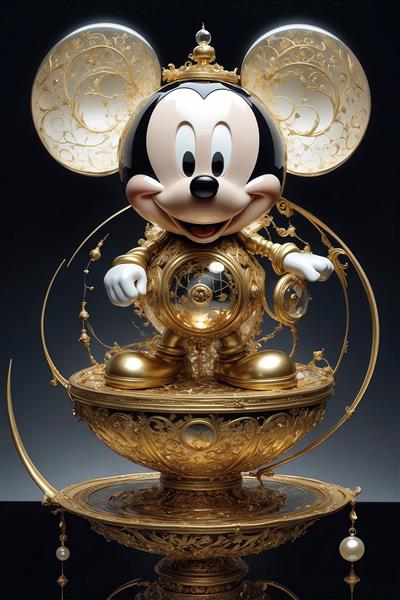 طرح میکی موس کلاسیک با جزئیات طلایی لوکس