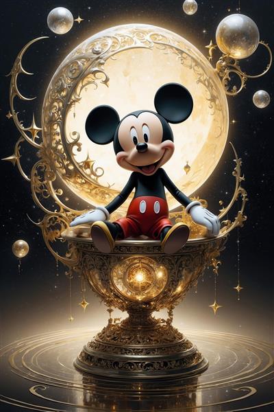 تصویر میکی موس در جام طلایی فانتزی برای تابلو