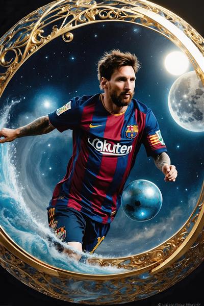 عکس لیونل مسی فانتزی در کهکشان برای اتاق نوجوان