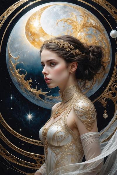 عکس ملکه فانتزی و هلال ماه طلایی برای چاپ روتختی