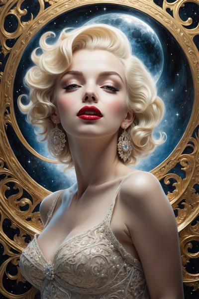 طرح مرلین مونرو در قاب طلایی برای چاپ پوستر دیواری