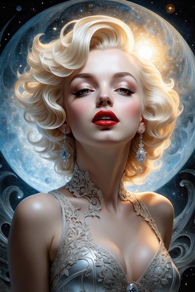 تصویر پرتره مرلین مونرو فانتزی برای چاپ باکیفیت روی پرده