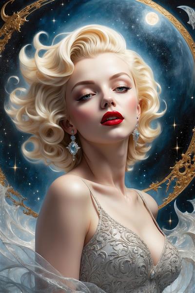 طرح فانتزی مرلین مونرو در کهکشان برای پوستر دیواری