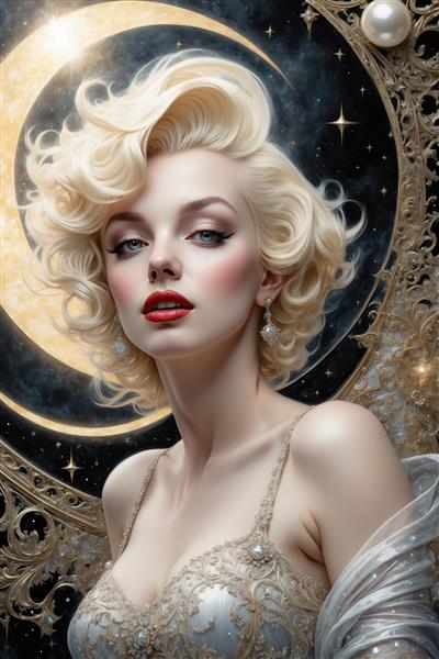 عکس مرلین مونرو و هلال ماه برای چاپ روتختی