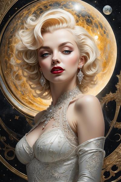 تصویر نقاشی مرلین مونرو سبک کلاسیک برای تابلو نشیمن