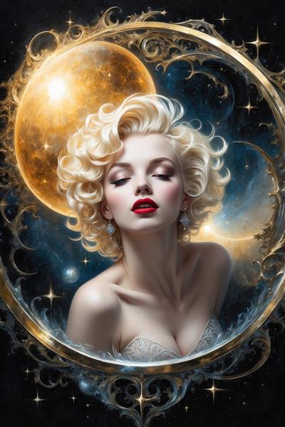 طرح دکوراتیو مرلین مونرو با تم سیاره و ستاره