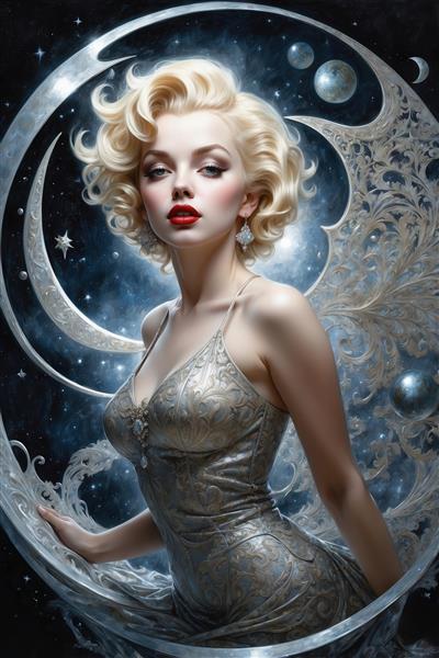 عکس فانتزی مریلین مونرو در هلال ماه