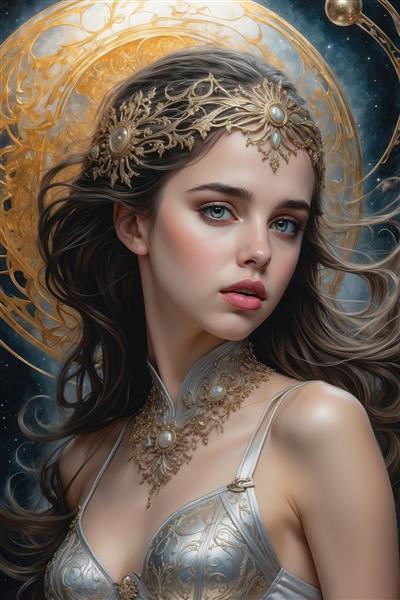 عکس فانتزی دختر با تاج خورشیدی برای پوستر دیواری