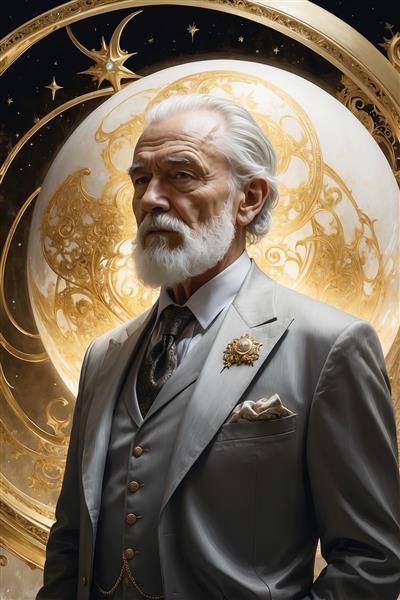 تصویر پرتره پیرمرد اشرافی با تم ستاره‌ای برای تابلو دکوراتیو