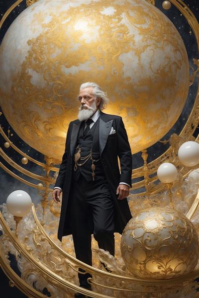 طرح لوکس پیرمرد اشرافی در فضا برای چاپ روی پرده